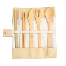 

Bamboo Travel Utensils Sustainable Bamboo Cutlery Set Reusable Knife,Fork,Spoon,Biodegradable Straws Chopsticks Zero Waste Wrap