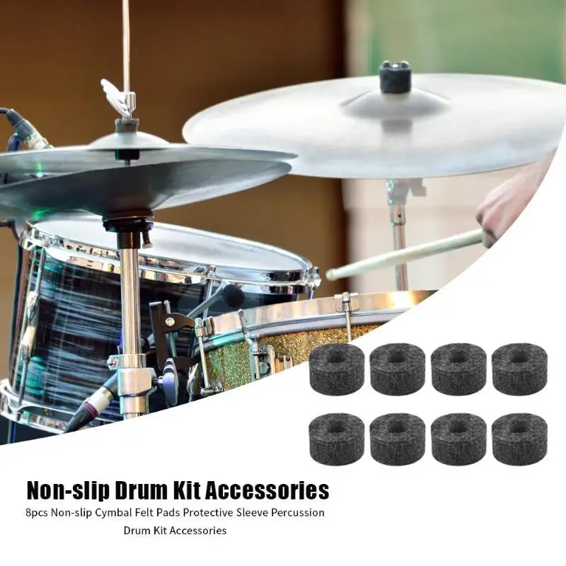 8pcs Non-slip Drum Kit Accessories Percussion Cymbal Felt Pads Protector Protective Covers Musical Instruments Parts