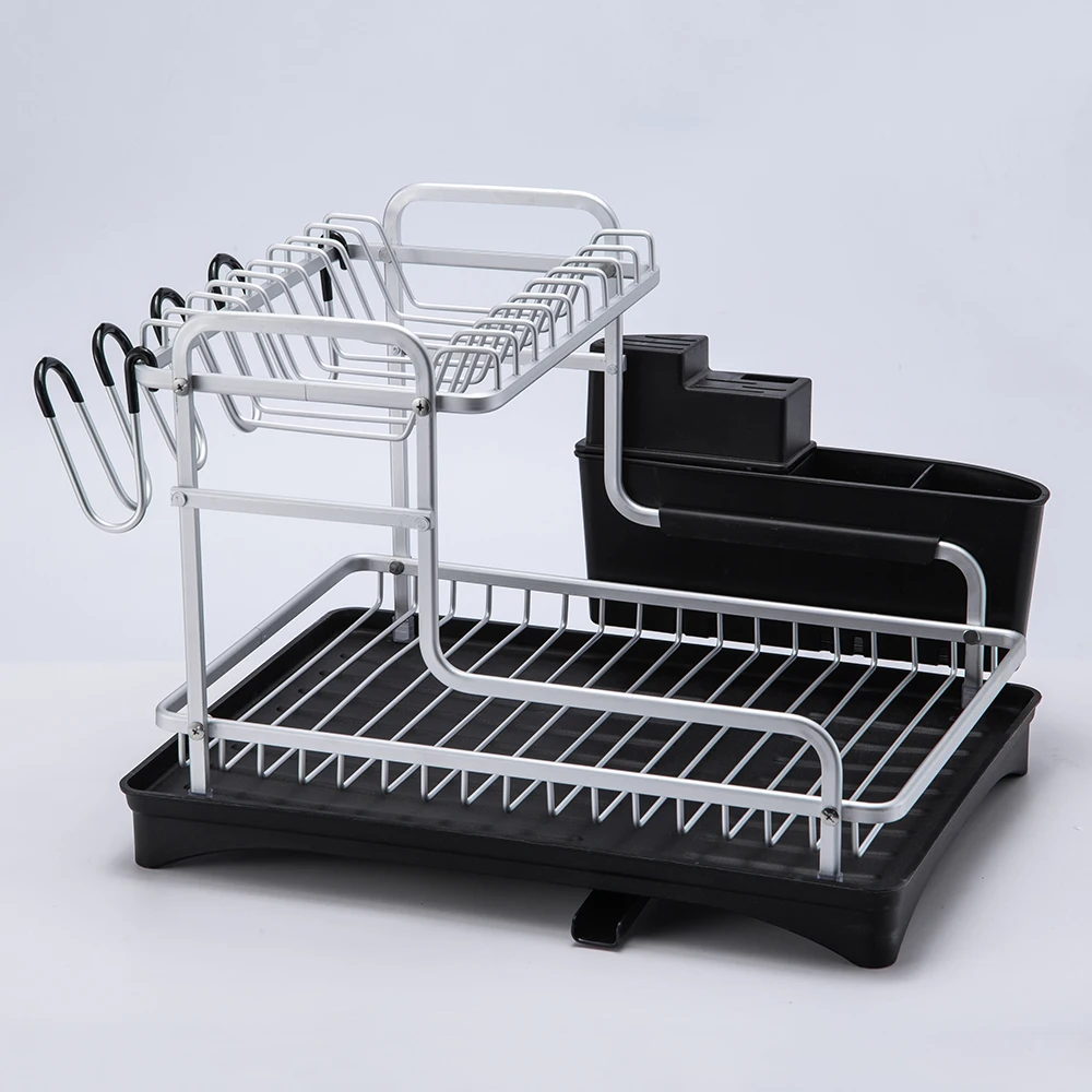 1/2 Tier Champagne Gold Aluminium Dish Drying Rack Kitchen Organizer Drainer  Plate Holder Cutlery Stainless Storage Shelf Sink - AliExpress