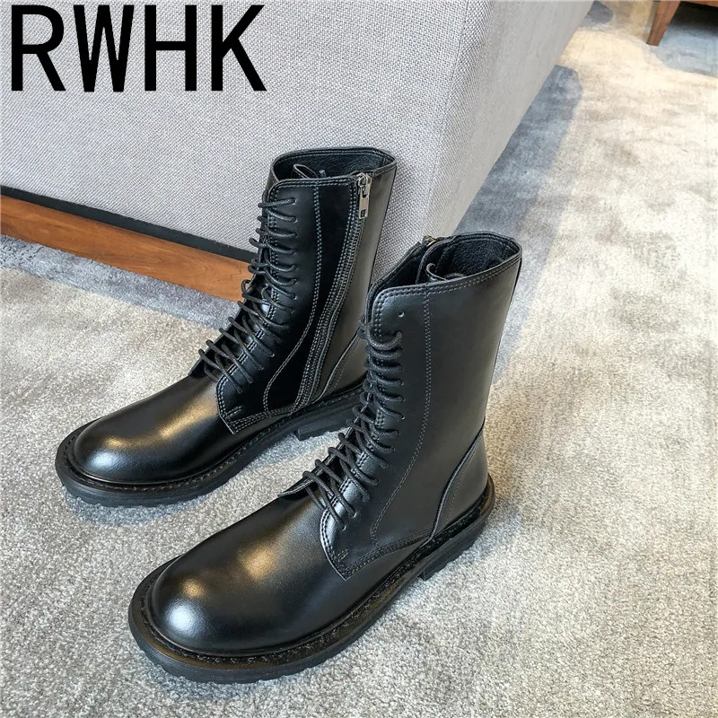 

RWHK Booties female autumn 2019 new elastic thick with Martin boots British wind wild handsome motorcycle boots B540