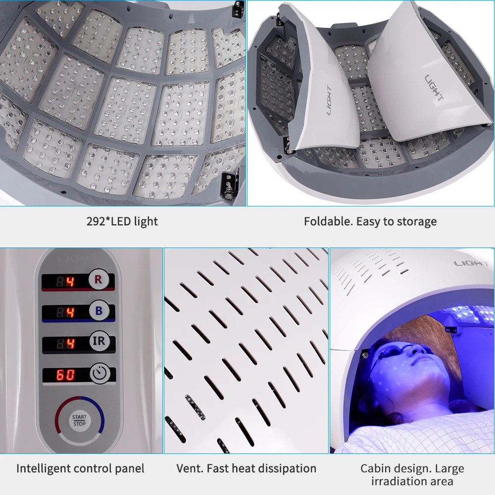 Круглый складной 4 цвета PDT светодиодный светильник Фотон терапия маска для лица Омоложение кожи удаления акне против морщин косметическое оборудование