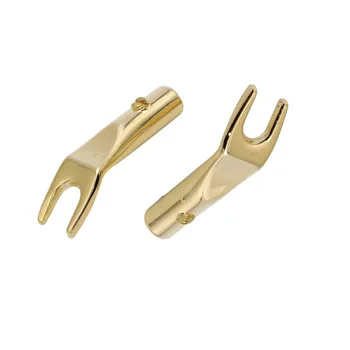 

10pcs Good Quality Spade Speaker Y Fork Connector Golden Plated Cable Terminal Audio Plug for Binding Post Banana Jack Adapter