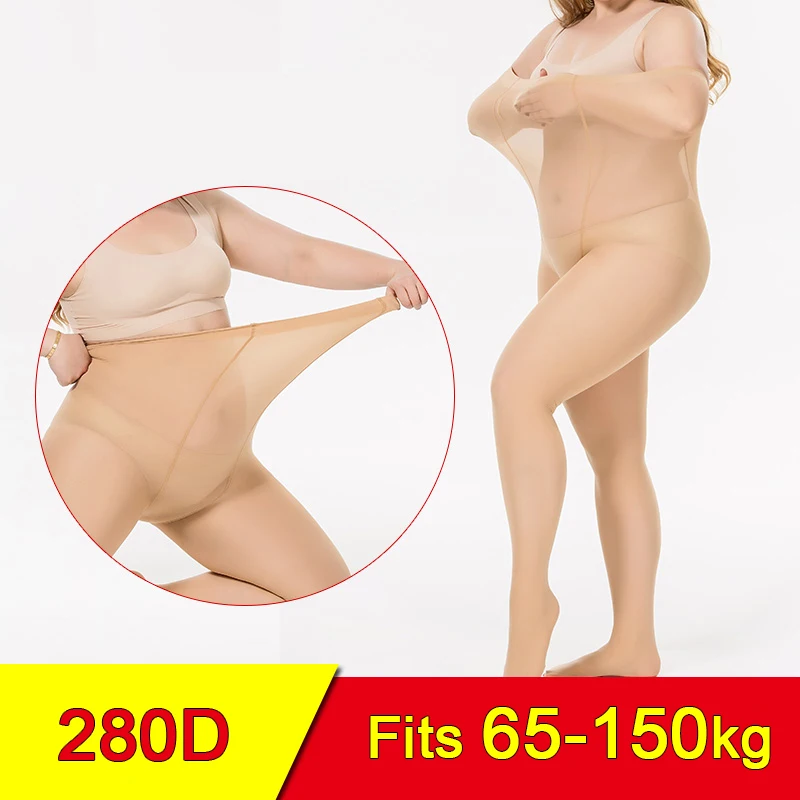 

280D Autumn Women Pantyhose Plus Size High Waist Anti-hook High Elasticity Black White Blue Yellow Seamless Tights of Large Size