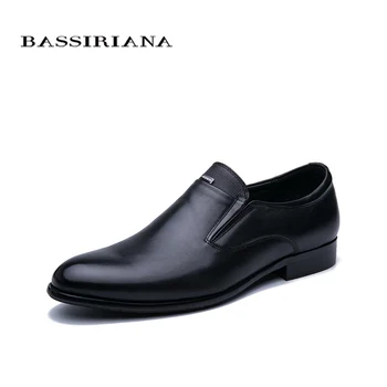 

Bassiriana 2020 spring and summer new men's leather shoes black comfortable free shipping