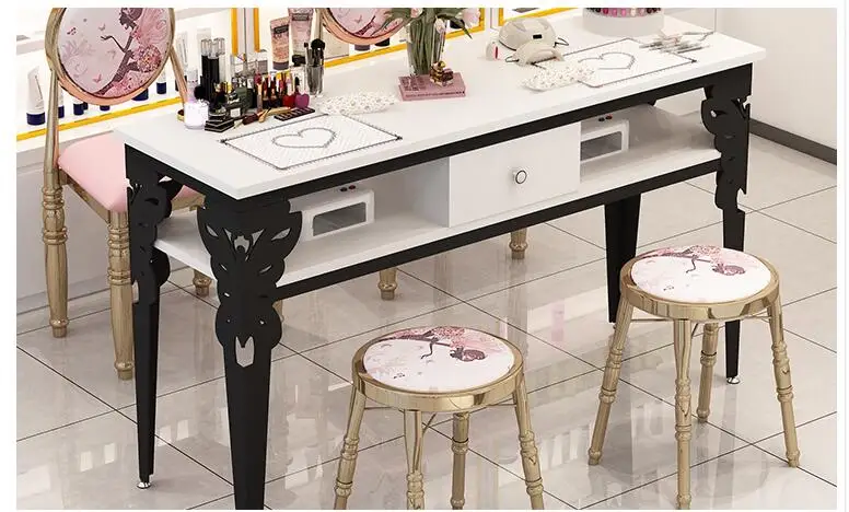 Manicure table simple modern double table and chair suit single small simple manicure double deck special price economic