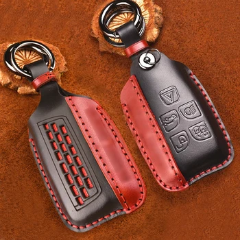 

For Jaguar Land Rover Car Key Fob Chain Ring Cover Case Holder Genuine Leather