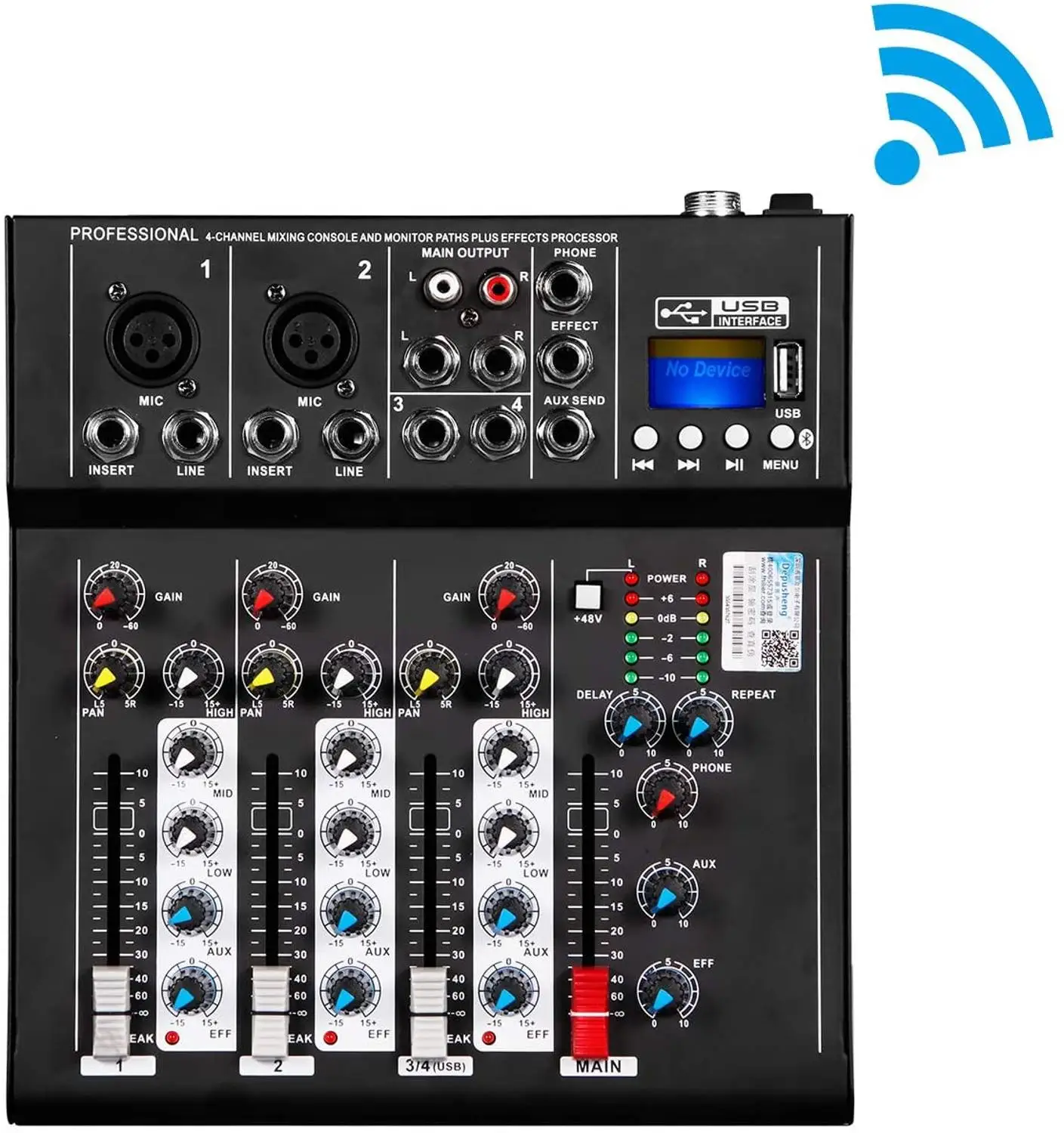 Depusheng F4 4-канальный аудио смеситель звук Профессиональный микшерный пульт с Bluetooth