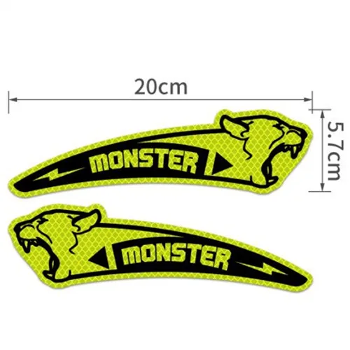leopardFLyellowgreen Рисунок из мультфильма; креативное светоотражающие наклейки для автомобилей, накладка на крыло, безопасность вождения Предупреждение лента транспортных средств велосипед наклейка Сделано с 3M Материал - Цвет: leopardFLyellowgreen