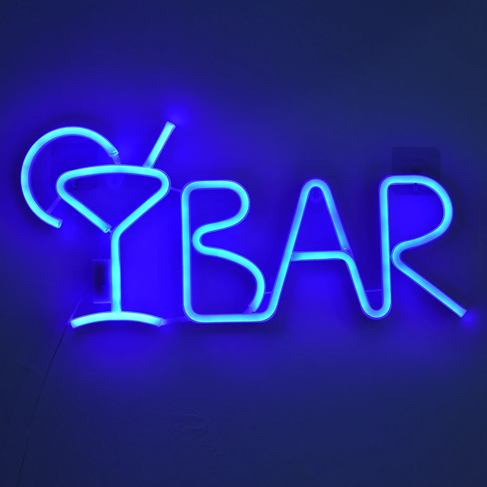 Cor azul sinal de barra de néon