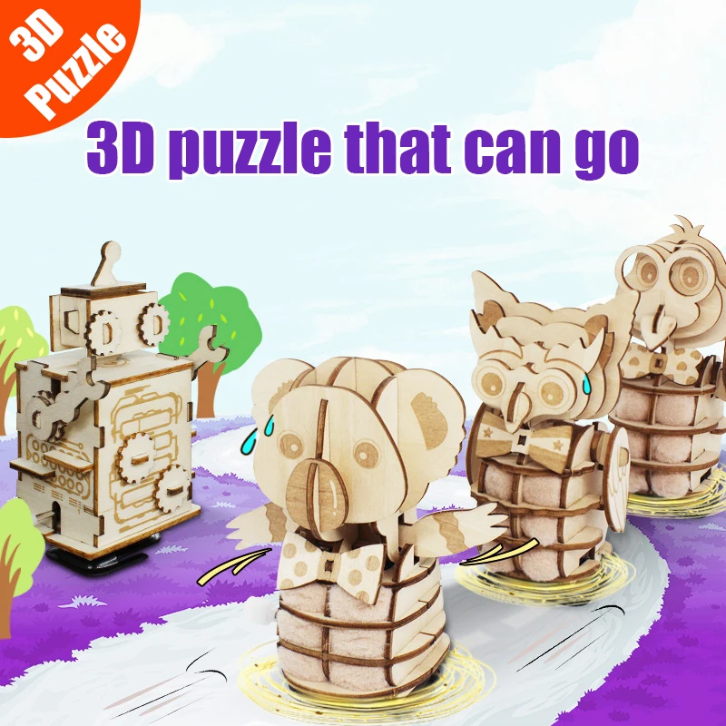 

DIY Children 3D Wooden Puzzle Animal Model Assembly 3D Puzzle For Adults Kit Children's Educational Toys Kids Gift Owl