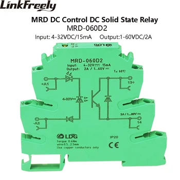 

MRD-060D2 2A LED Turn Sigals SSR Solid Sate Relay DC DC Input: 5V 12V 24VDC Interface Voltage Din Rail Relay Switch Module Board