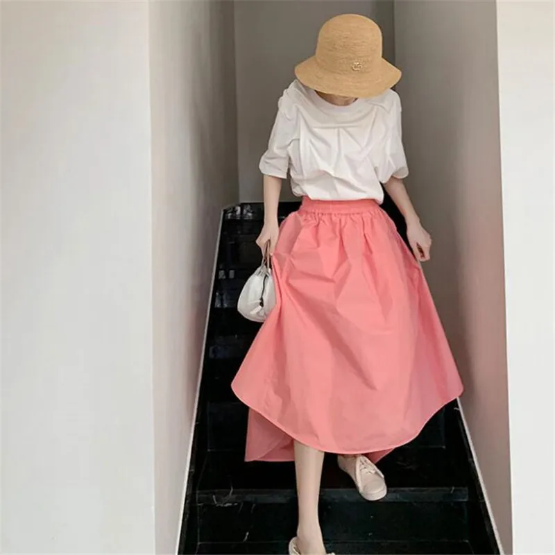 Женская однотонная хлопковая льняная длинная юбка Новинка осени 2020