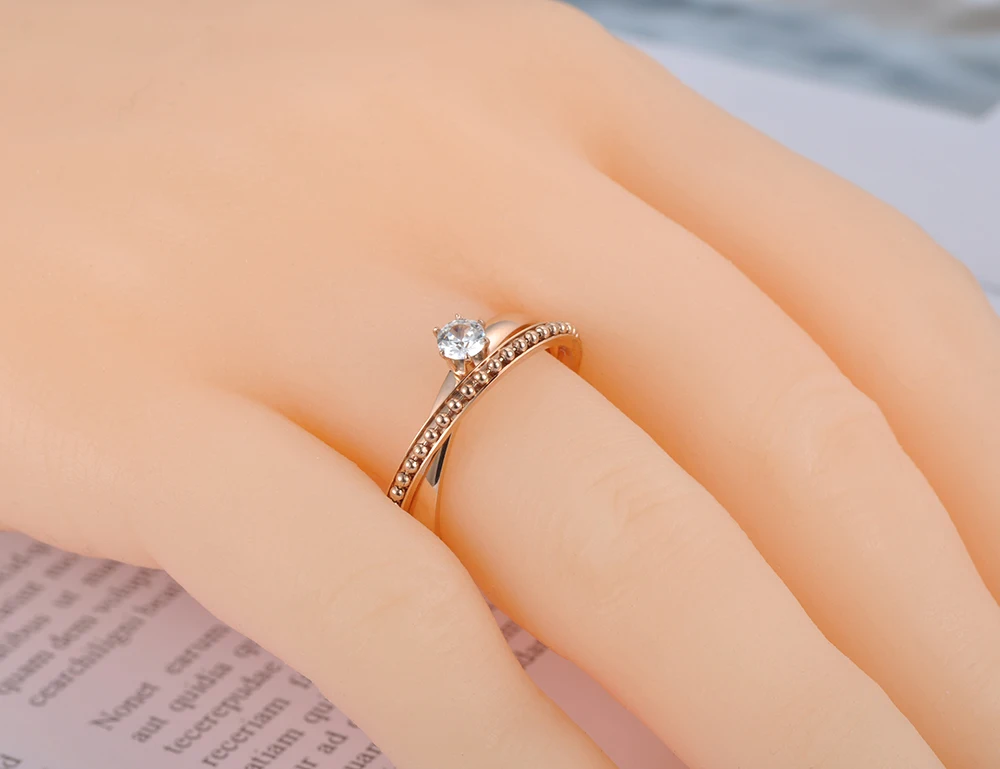 Lokaer дизайн 2 в 1 кубические циркониевые кольца ювелирные изделия из титановой нержавеющей стали обручальное кольцо для женщин R19110