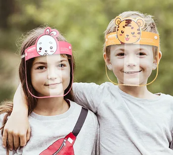 

1PC Child Protective Face Mask Anti-Fog Anti-splash Anti Droplet Full Face Cover Mask Kid Adjustable Cute Safe Clear Face Shield
