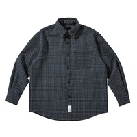 Chemise en laine à manches longues pour hommes, streetwear japonais, haut à carreaux décontracté, revers, haute qualité, optique, vêtements pour hommes, Harajuku CombMale 4