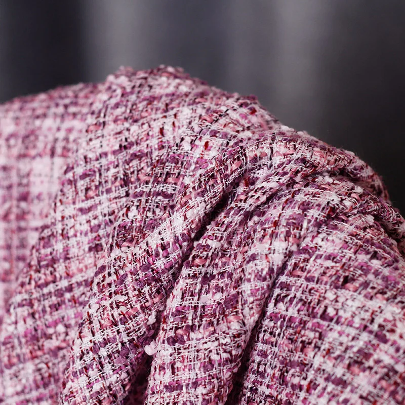 Ткань фиолетовый белый твид цвет Стильные материалы для одежды Весенний костюм платье юбка DIY Одежда ткани