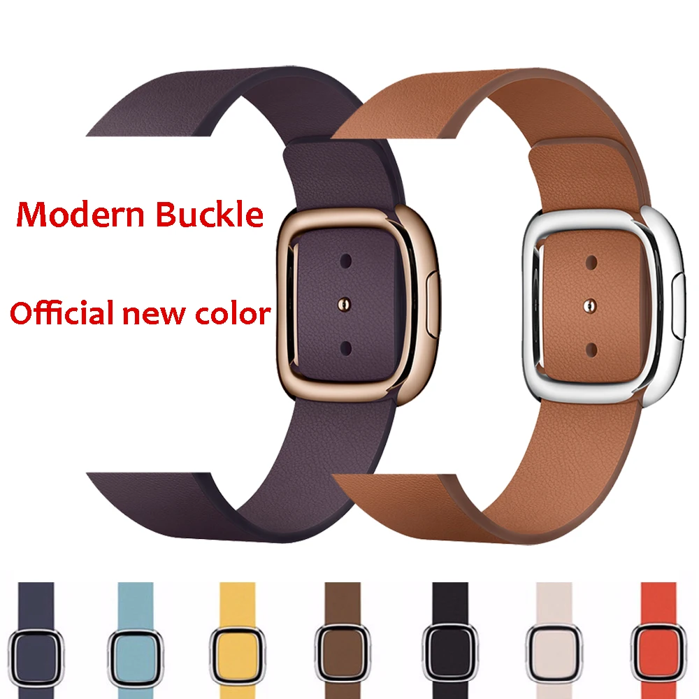 Strap For Apple Watch 5 4 band 44mm 40mm iwatch band 42mm 38mm Modern Buckle Genuine Leather bracelet belt watchband Accessories