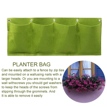

Garden Planter Bag 4 Pockets Flower Indoor Outdoor Potato Strawberry Yard Balcony Home Office Cultivation Growing Wall Hanging
