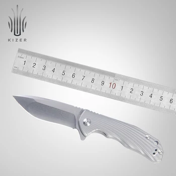 

Kizer mini folding knife hunting knife titanium handle knife for camping hunting KI3469S2 shoal