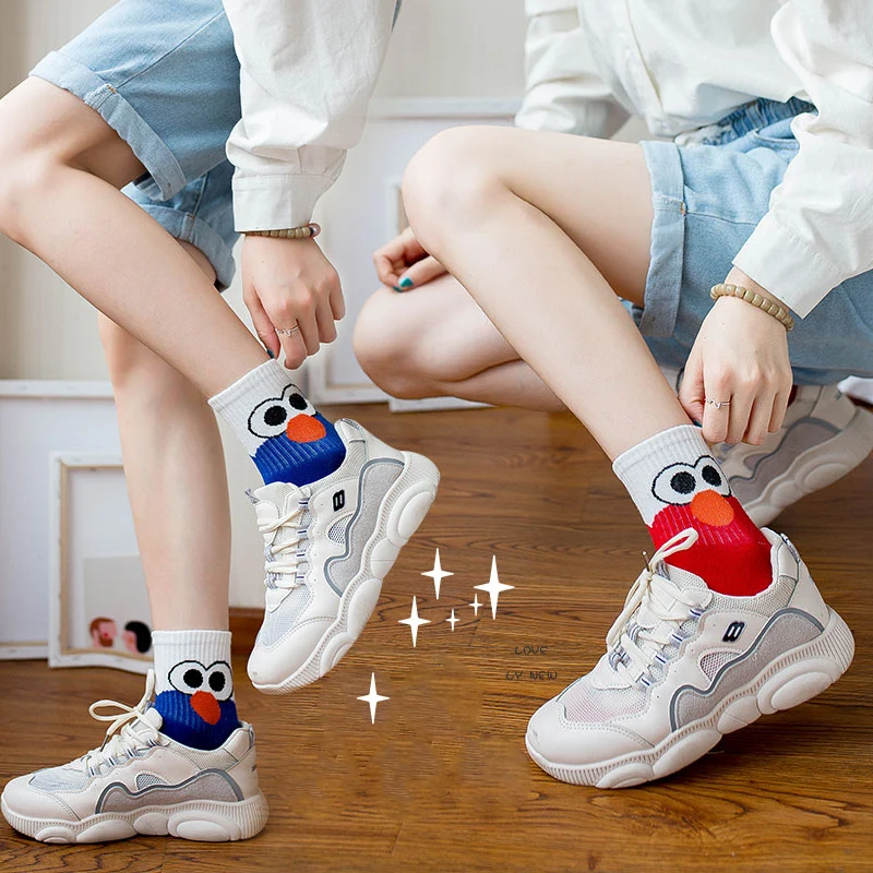 5 пар Хлопковых Носков Kawaii Носки с рисунком Больших Глаз женские носки без пятки студенческие спортивные носки скейтбордиста Лидер продаж