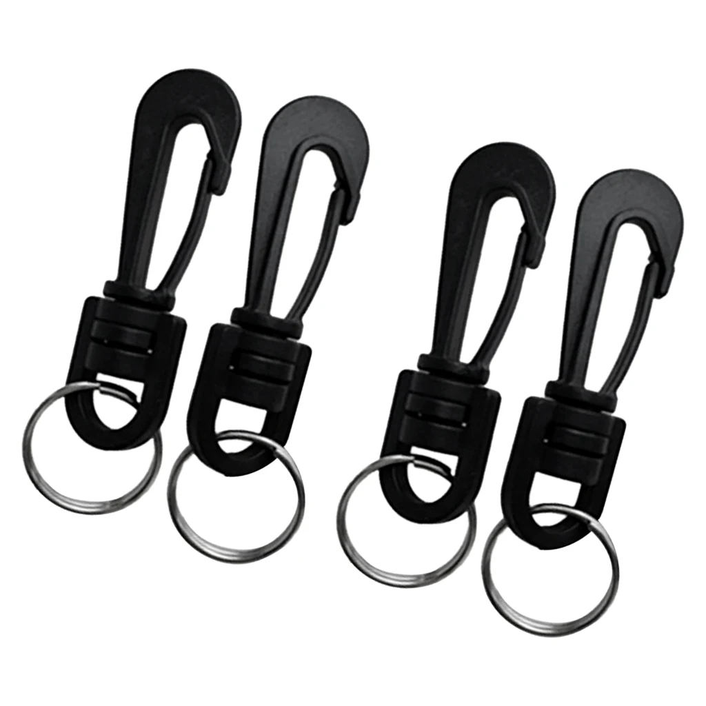 4Pieces Scuba Diving Plastic Swivel Spring Snap Hook Clip with Split Rings
