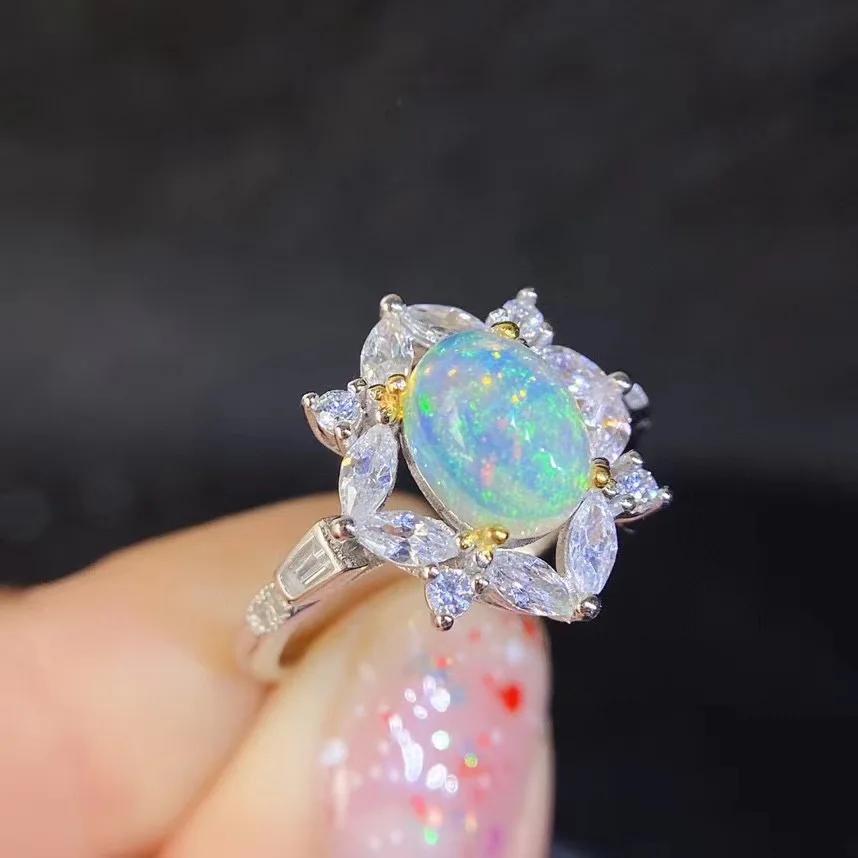 

Elegant Opal Ring Jewelry New Arrival Top Grade 100% Natural and Real Opal Ring Free shipping 925 sterling silver