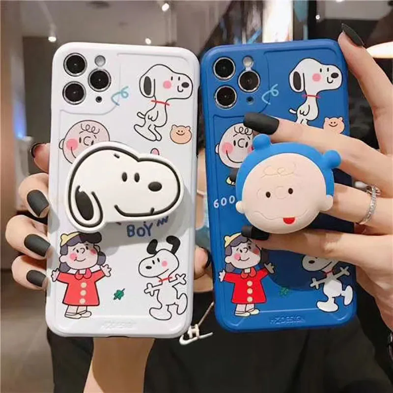 

Peanut Charlie Brown Dog Folding stand Photo frame phone case For iphone 11 Pro Max X XR XS MAX 7 8 Plus soft silicon back cover
