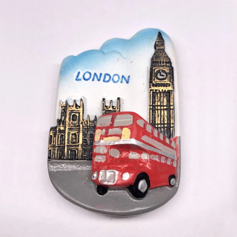 Fridge Stickers UK Tourist Attractions Bus Big Ben Souvenir Resin Magnetic Stickers Refrigerator Magnet