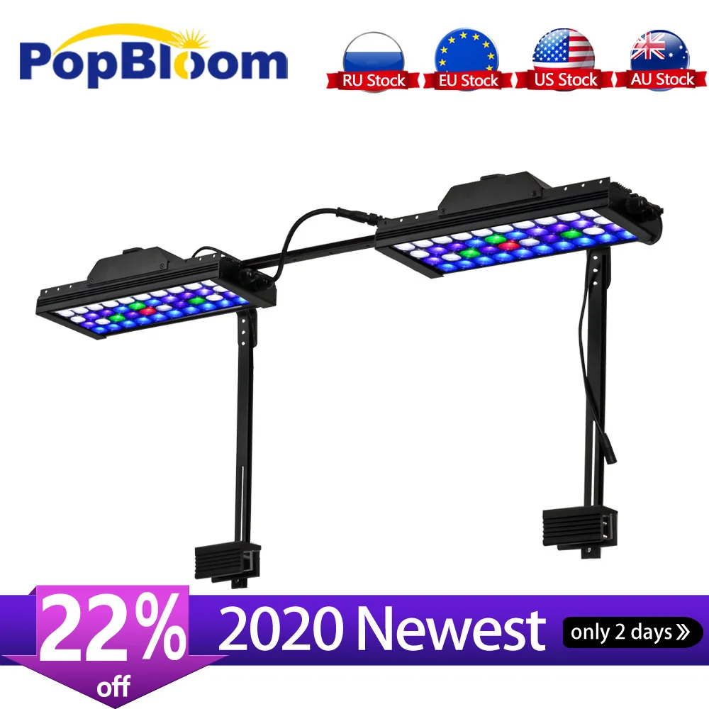 2 шт. светодиодная лампа PopBloom для аквариума 120 см/48 &quot морской бак рыболовный свет