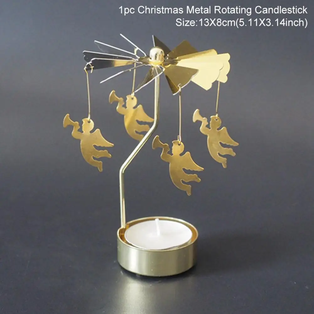 QIFU Рождественская металлическая вращающаяся ветряная мельница подсвечник веселая Рождественская вечеринка Декор Рождество украшения для дома рождественские подарки год - Цвет: Gold Angle