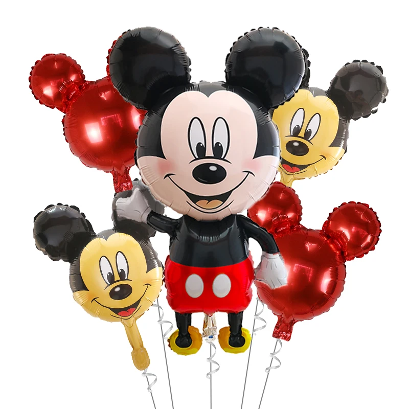 Воздушные шары из фольги с Микки и Минни Маус, 5 шт., воздушные шары с днем рождения для мальчиков и девочек, украшения для вечеринки на день рождения