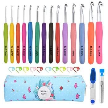 

35Pcs Crochet Hooks Set Big Size Soft Handle Crochet Needles Yarn Weave Knitting Needles Set With Portable Bag