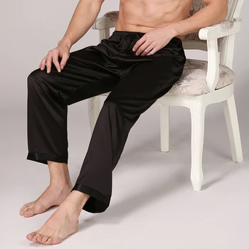 

Dihope 2020 Casual Men Sleep Bottoms Satin Sleepwear Soft Nightgown Pants Elegant Solid Pajama Pants Male Lounge Night Wear