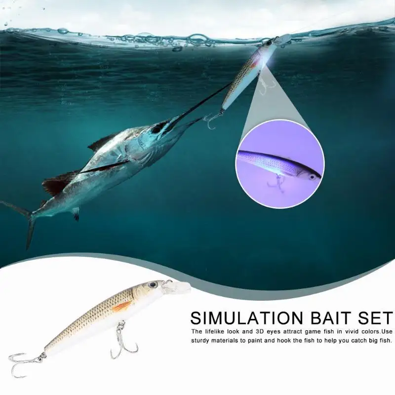 Electric Vibration Fishing Lure Blue LED Rechargeable Fishing Light Attractant Twitching Bait for U