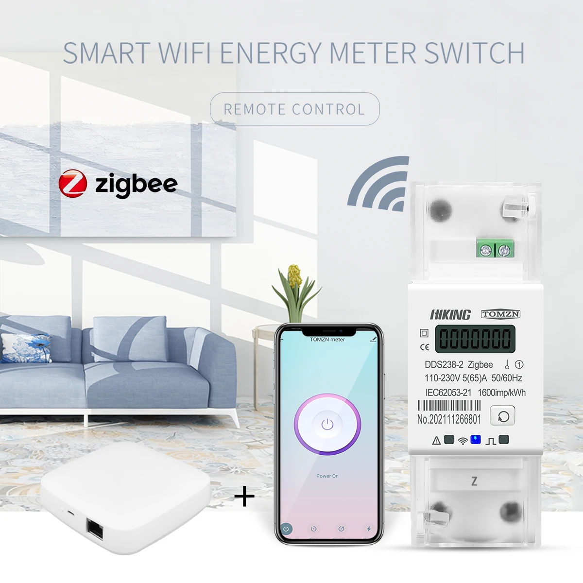 Energy Meters Zigbee Gateway Tuya Single Phase 65A Din Rail WIFI Smart