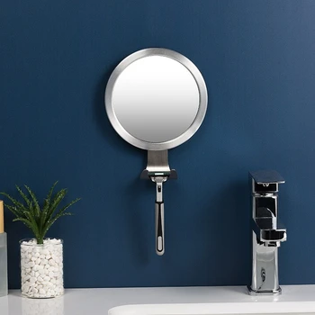 

Simple bathroom toilet HD anti-fog suction cup with hook round hole-free makeup mirror razor wall hanging suction wall WF1105