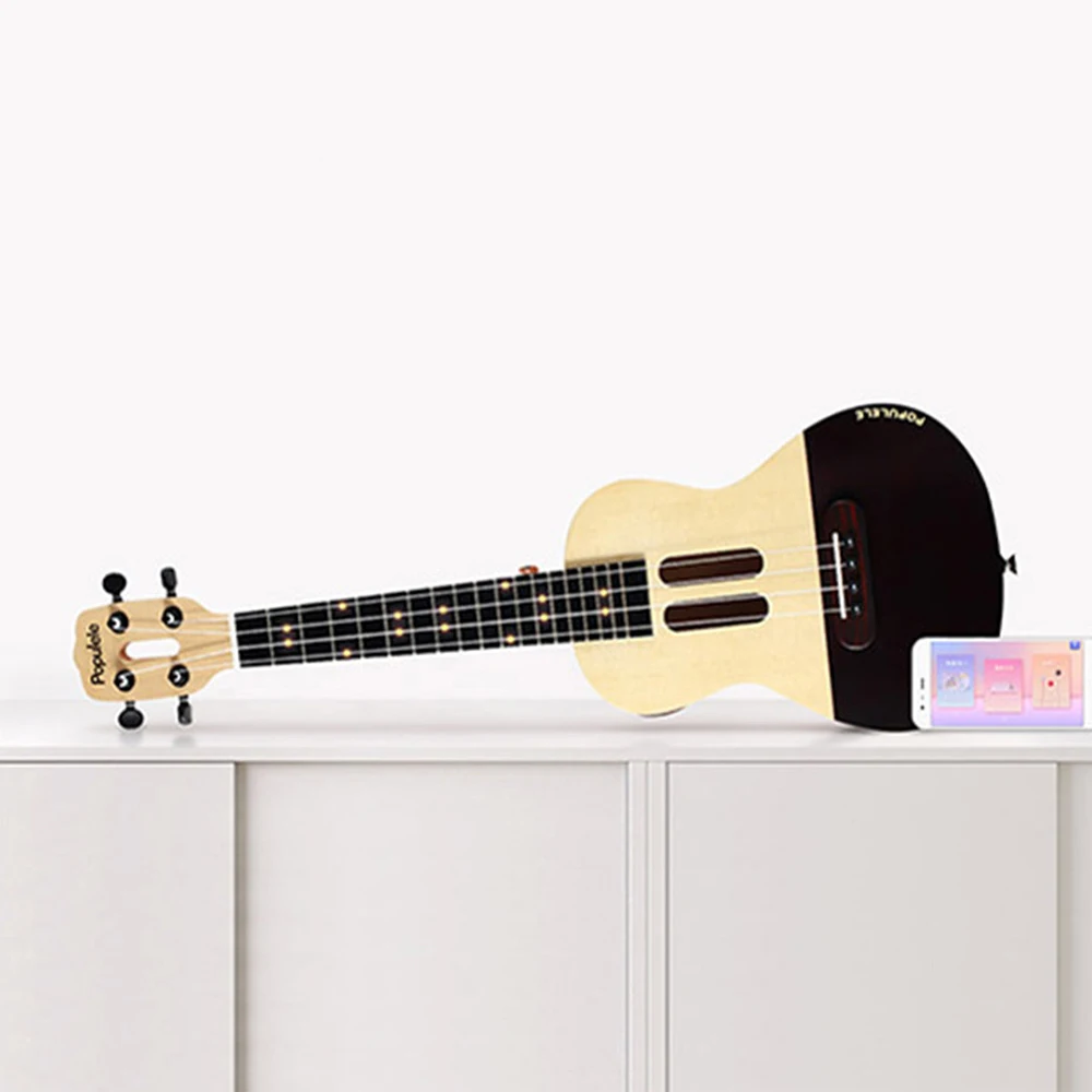 Xiaomi Youpin Populele U1 Интеллектуальный 4 струны 23in Гавайские гитары укулеле акустическая электрическая укулеле светодиодный светильник с бусинами маленькая гитара