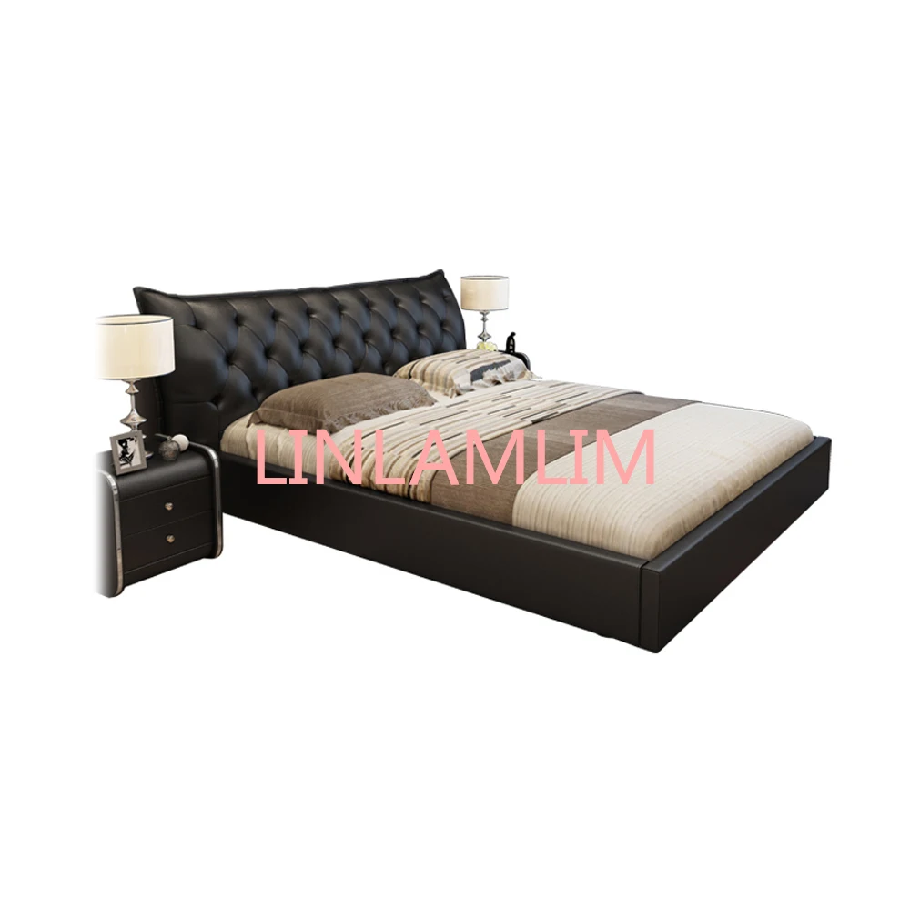 Genuine Leather bed frame camas кровать двуспальная lit beds سرير muebles de dormitorio мебель cama de casal storage drawers