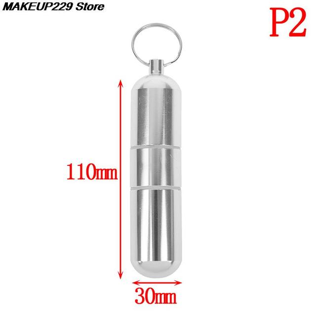 Pocket Pill Holder Container Capsule Shape Aluminum Pill Case Silver Pill Box Keychain Medicine Box