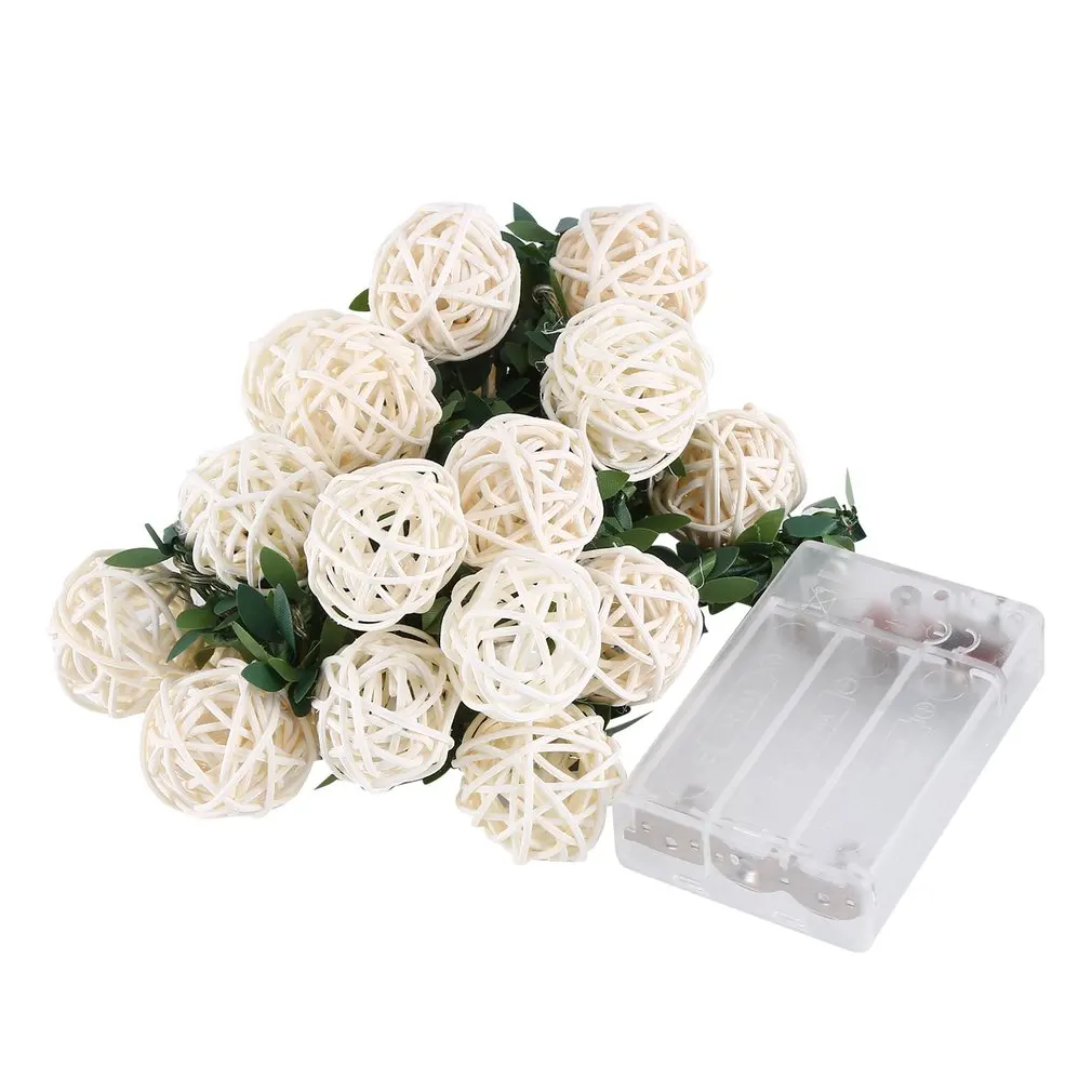 

20 LED rattan Thai rattan ball battery box light string Christmas day indoor outdoor decoration white BZ495