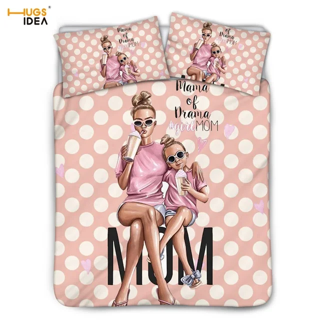 Детский пододеяльник из 3 предметов, постельное белье с принтом «Super Mom's Love», наволочка для принцессы, Комплект постельного белья для мамы и мальчика и девочки - Цвет: HK818Z35