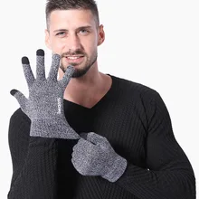 Зима Осень теплые мужские вязаные перчатки гибкие перчатки полный палец мужские утепленные шерстяные кашемировые однотонные перчатки для смартфона планшета