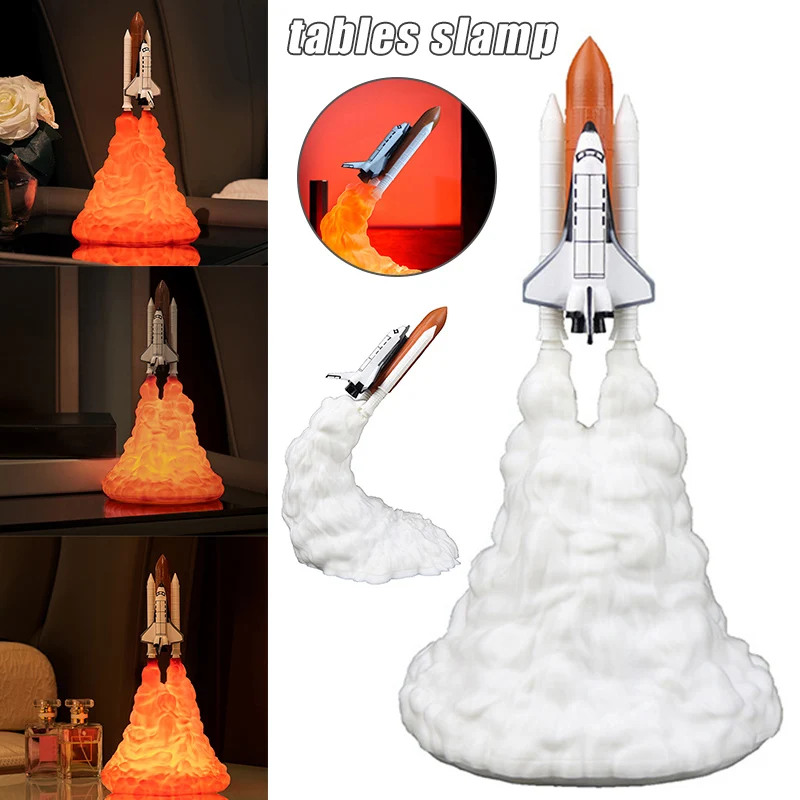 

2019 New 3D Print Space Moon Shuttle Rocket Rechargeable Night Light Lamp Home Decoration J8 #3