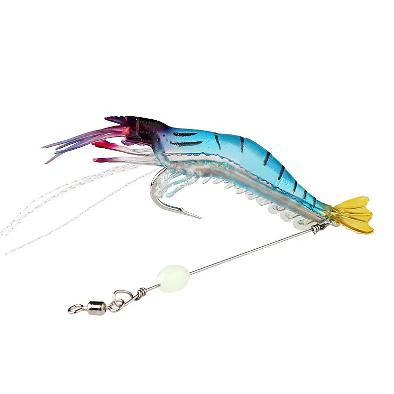 

2pcs/lot Shrimp Soft Fishing Lure Artificial Bait With Luminous Bead Hook Swivels Rigs 9cm/6.5g Fishing Lure Fishing Accessories