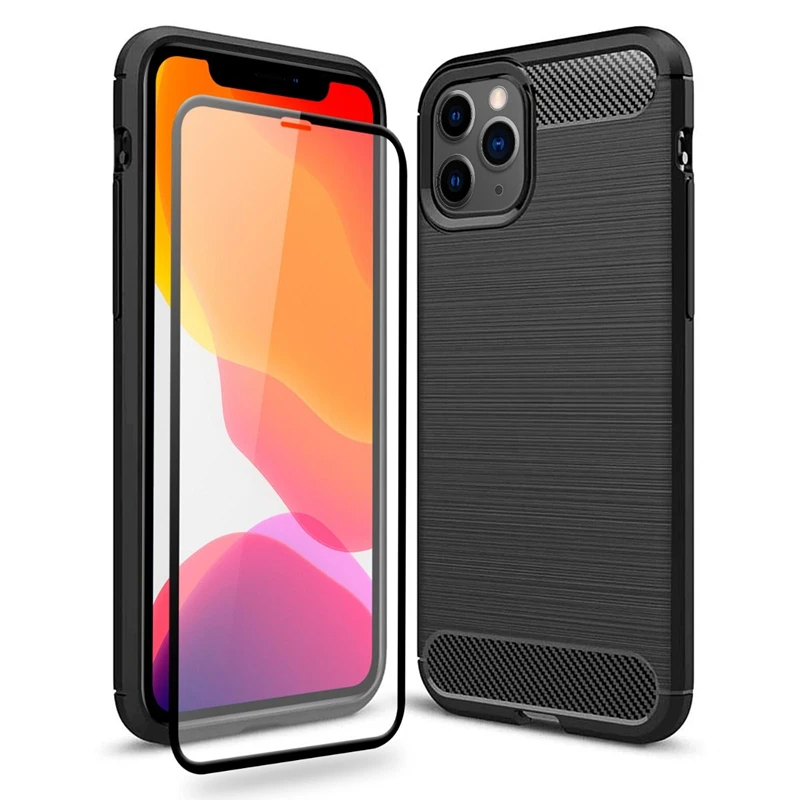 

OMEVE for iPhone 11 Pro Max Case & Tempered Glass Screen Protector for iPhone11 Pro Max Carbon Fibre Rugged Case