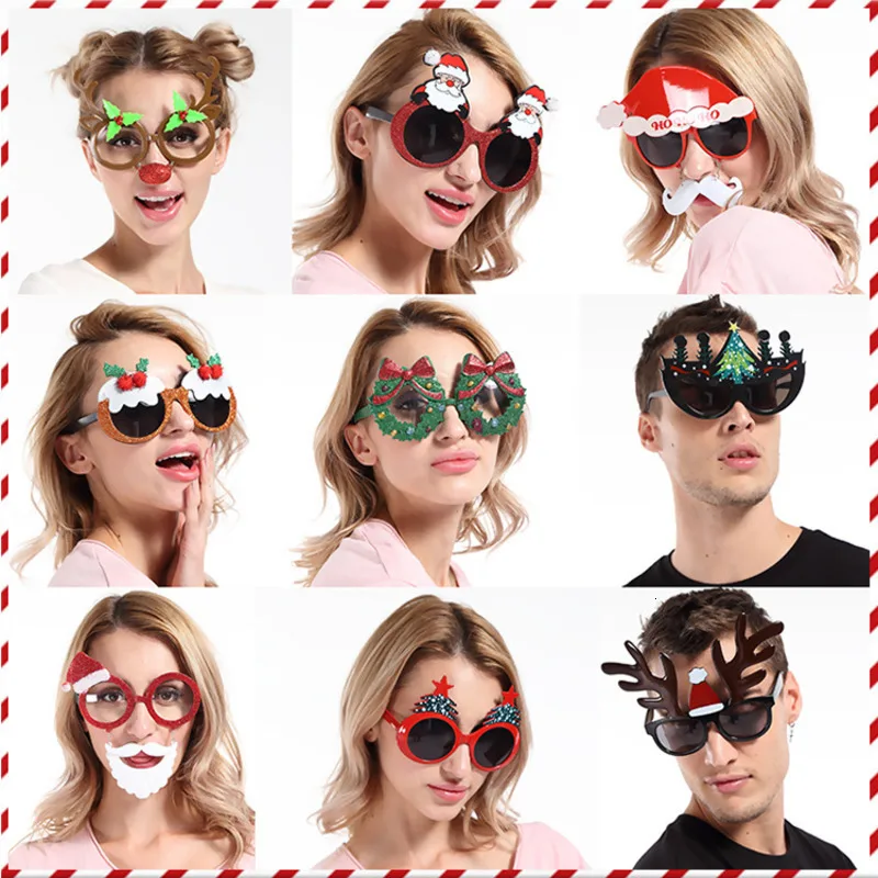 Забавные рождественские очки, пластиковая маска на глаза для Хэллоуина, для детей и взрослых, платье для фотосессии, милый Санта-олень рождественское платье, вечерние бальные украшения