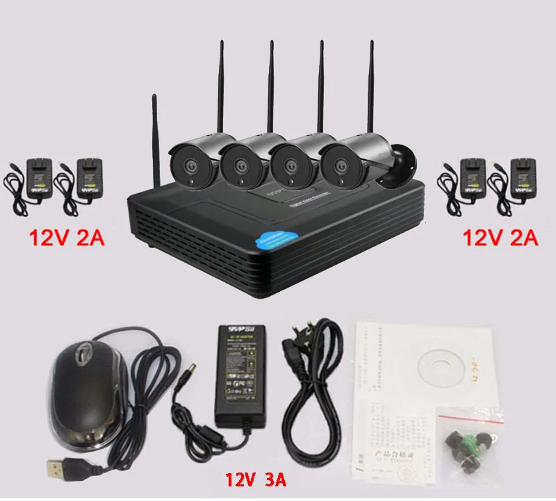 Hi3516C 5mp/3mp черный 36 шт. инфракрасный ICsee водонепроницаемый IP66 аудио H.265+ 25fps 4CH 4 канала wi-fi Onvif беспроводная ip-камера комплекты
