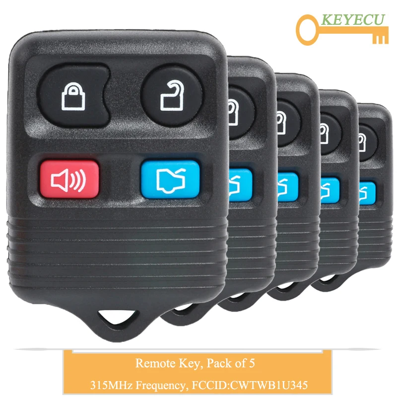 KEYECU 5 шт. дистанционный Автомобильный ключ для Ford Escape F 150 Explorer 2001-2007, Fob 4 кнопки-315 МГц-CWTWB1U345 GQ43VT11T CWTWB1U331