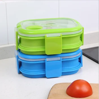 

Lunch box Eco-friendly Portable bento box 3000ml food storage container For Adults Double layer with Fork spoon Simple
