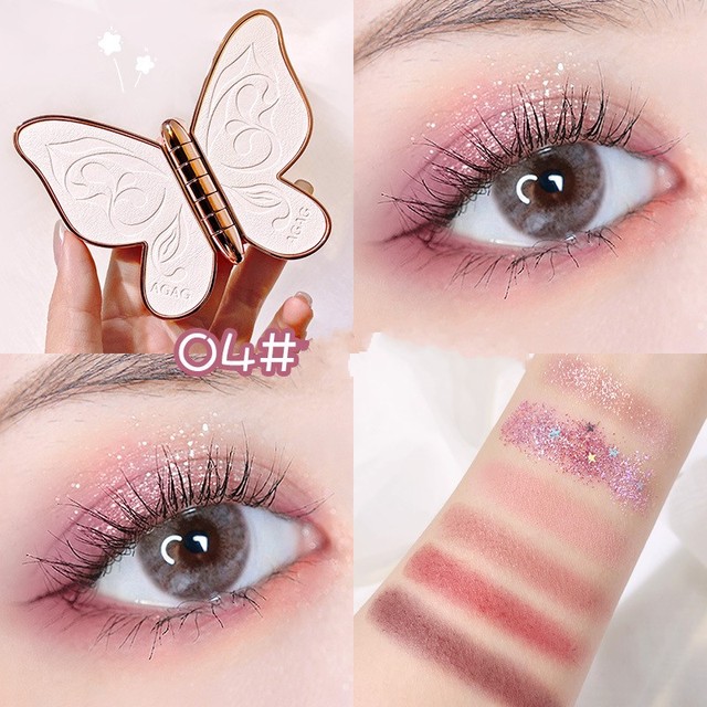 Butterfly Eyeshadow Pallete Matte Glitter Pearl Sequins Waterproof Lasting Color Rendering Eyeshadow Eyes Cosmetic